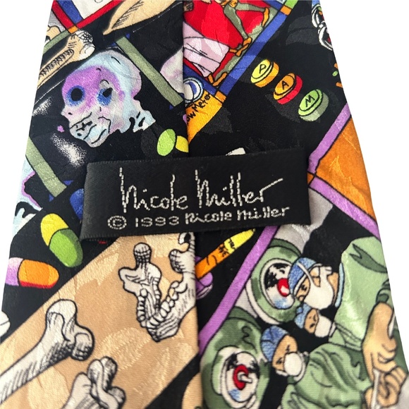 Nicole Miller Neck Tie Hand Sewn Novelty Medical Doctor Graphics Vintage *NWOT* - Picture 12 of 15